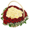 Фото товара 51 роза в корзине сердце в 101 голландская роза